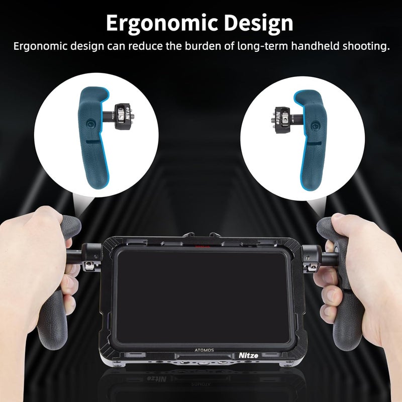 Nitze Side Handle Kit with 1/4" Screw and Detachable Locating Pins, 360° Adjustable Left and Right Side Handles for Smartphone/iPad/Monitor/Camera Cages - PA32D - Image 2